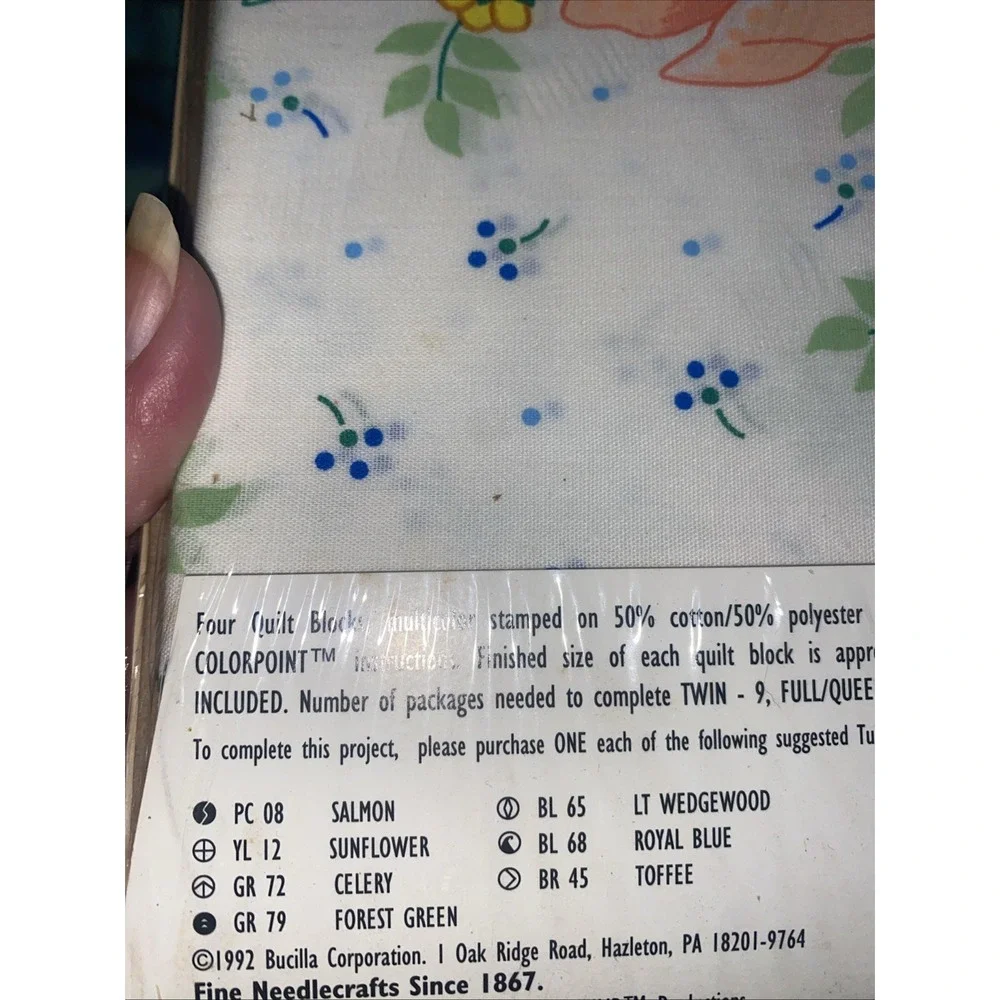Bucilla Colorpoint Paintstitching Set of 4 Quilt Blocks Tulip Rondo 03629 Vtg